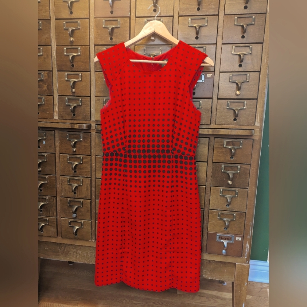 Red dotted J Crew dress size 6